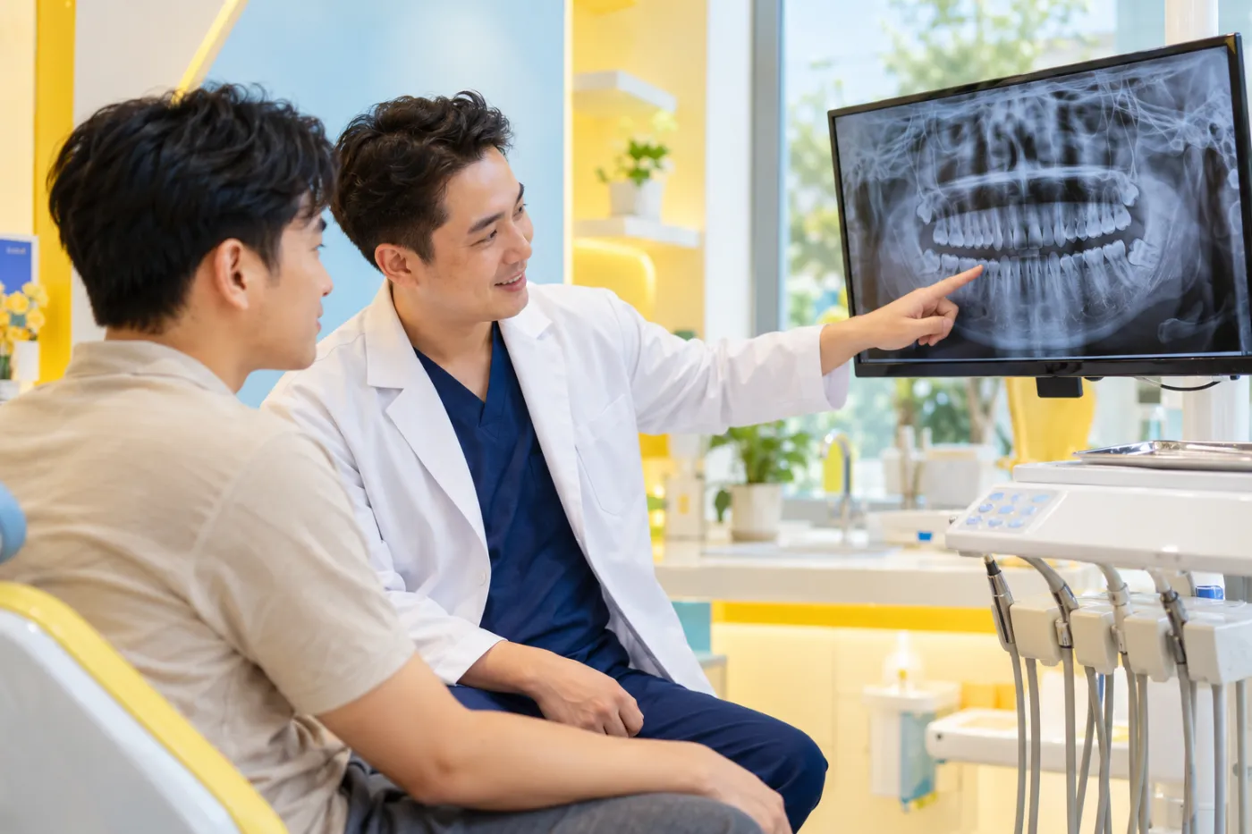 Bác sĩ tư vấn nhổ răng khôn qua phim X-quang